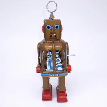 Antikvariāts Stila Skārda rotaļlietas Roboti, noslēdzot rotaļlietas bērniem, mājas dekoru metāla amatniecības MS206 dzeltenais robots