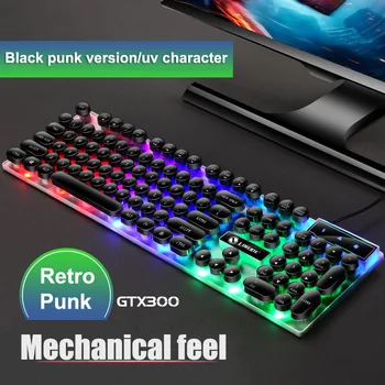 GTX300 angļu valodā, USB vadu spēļu tastatūras un peles komplekts ar krāsu gaismu, ūdensizturīgs punk tastatūru, piemērots spēlēm un darbs