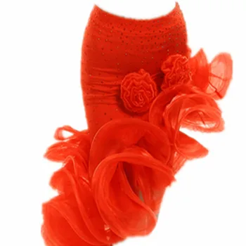 Lady latīņamerikas Deju Svārki Pārdošanai Sarkano apelsīnu Leopard Cha Cha/Rumba/Samba/Tango Kleitas Dejas Praksē Performamnce Dancewear