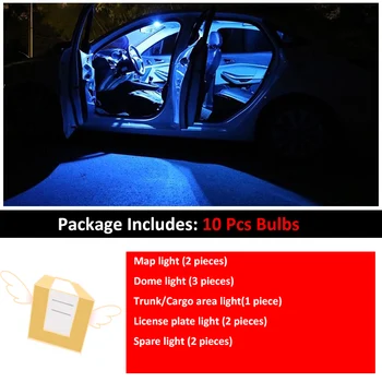 10Pcs Baltās Spuldzes LED Gaismas Pakete Interjeru Komplekts Ford Explorer 2006 2007 2008 2009 2010 Dome Licence Plate gaismas Ford B-12