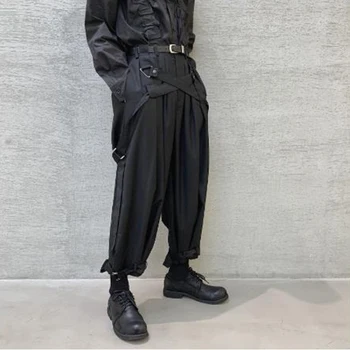 Vīrieši Japānā Streetwear Punk Gothic Pārsējs Gadījuma Harēma Elsas Vīriešu Vintage Hip Hop Plaša Kāju Bikses Skatuves Apģērbs Kimono Elsas