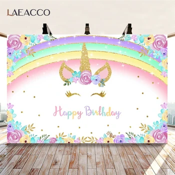 Laeacco Unicorn Puse, Foto Fons Ziedu Varavīksnes Glitters Bērnu Dušas, Dzimšanas Dienas Jaundzimušo Fotogrāfiju Backdrops Foto Studija