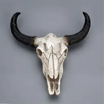 Sveķu Longhorn Govs Galvaskausu Vadītājs Sienas Karājas apdare 3D Savvaļas Dzīvnieku Skulptūru Figūriņas Amatniecības Ragi Mājas Dekori