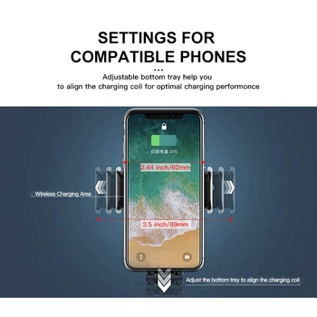 IONCT 10W Ātru Bezvadu Automašīnas Lādētājs Mount IPhone 11 XS XR X 8 Qi Uzlādes statīvs Gravitācijas Auto Telefona Turētājs Samsung S9 S10