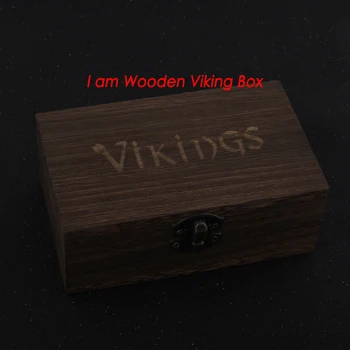 Sudraba 925 vikingu Karotājs ķivere regulējams gredzenu kā dāvanu ar vintage koka viking kaste