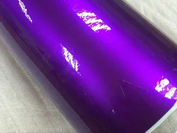 10/20/30/40/50/60CM Premium Violeta Spīdīgs Metālisks Spīdums Wrap Uzlīmes Uz Auto Wraps Spīdīgs Konfektes Vinila Plēve Ar Burbulis bezmaksas