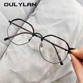 Oulylan Anti Zilā Gaisma Brilles Sievietēm, Vīriešiem, Daudzstūris Brilles Rāmis Metāla Pusi Rāmji, Brilles Skaidrs, Optisko Briļļu Datoru