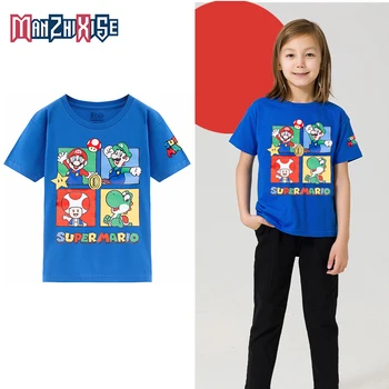 Karstā pārdošanas Labāko Pārdošanas Dzimšanas dienas Skaitlis Zēnu T-Krekls Mario Drukāt Kokvilnas Bērniem Drēbes, Zēns Topi Bērnu Apģērbu Puse Tee Krekli