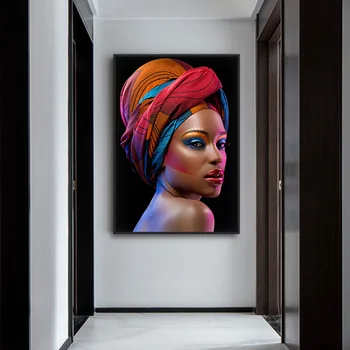 Sexy Pliks Āfrikas Sieviete Kanvas Glezna Skaistumu Sienas Attēlu Drukas Plakāts Skandināvijas Sienas Mākslas Aina Dzīvojamā Istaba Cuadros