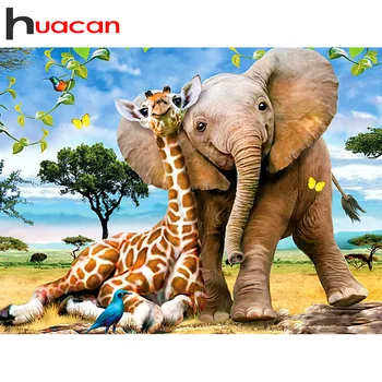 Huacan Pilnu Kvadrātveida/Apaļā Dimanta Krāsošana Zilonis Mākslas 5D DIY Dimantu Izšuvumi Žirafe Komplekti, kas Rotājumi, Mājas