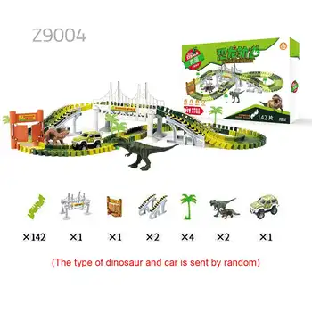 240pcs Dinozauru Dzelzceļa Rotaļu Auto Trasē Sacīkšu Trase Rotaļlietu Komplekts Izglītības Saliekt Elastīgiem Sliežu Zibspuldze Auto Rotaļlietas Bērniem Dāvanu