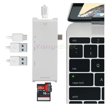 6-in-1 USB-C C Tipa 3.1 HUB w/ Type-C Elektroenerģijas Piegādes Maksas Docking 4K HDMI Video HD SD/TF Card Reader USB3.0 MacBook Pro
