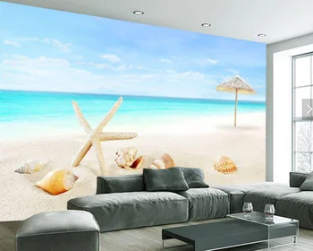 Papel de parede Gliemežvākiem par tropu pludmales, dabas ainavu, 3d tapetes,dzīvojamā istaba, guļamistaba wall papers mājas dekoru sienas