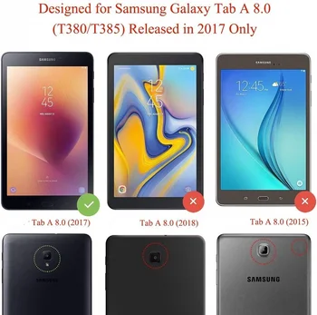 Samsung Galaxy Tab 8.0 2017 Gadījumā Folio PU Leather Flip Cover Stand Zīmuļu Turētājs Gadījumos, Slim Fit Tablete SM-T380 T380 T385