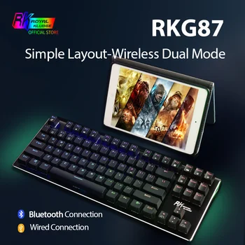 RK ROYAL KLUDGE G87 Mechanical Gaming Keyboard RGB Backlit Bezvadu tehnoloģiju Bluetooth/USB 87 Taustiņi Brūns/Sarkans Ass Grāmatiņa