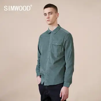 SIMWOOD 2020 Rudens Ziemas Jauno Siltu Velveta Krekli Vīriešu Plus Lieluma Gadījuma garām Piedurknēm Kokvilnas Krekls Kvalitātes Apģērbu SJ131291
