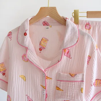 Sieviešu Vasaras Kokvilnas Īsām piedurknēm Šorti Cute Salds Pidžamas Komplekts par Vasaras Divi Gabals, kas Dāmas Miega Apģērbu Mājas apstākļos