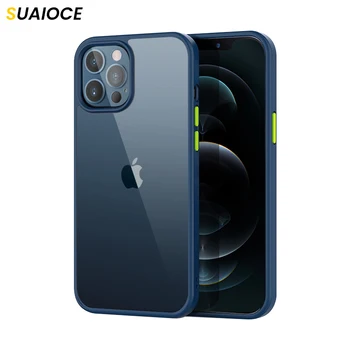 SUAIOCE Sākotnējā Triecienizturīgs Bruņas iPhone 11 12 Pro Xr-X Xs Max SE 7 8 Plus Skaidri Pārredzama Atpakaļ Vāciņu Luksusa Silikona Gadījumā