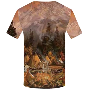 KYKU Indiešu T-krekls Vīriešiem Vilku T Liesmas Smieklīgi, T Krekli Meža 3d Kalnu Druka T Kreklu Cool Anime Vīriešu Apģērbu Ikdienas Topi