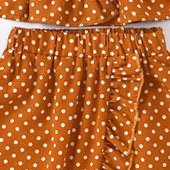 Lācis Līderis Meiteņu Modes Polka Dot Tērpiem Jauno Vasaras Bērni Gadījuma Ruffles Apģērbu Komplekti Bērniem Jaukas Drēbes, Tērpi Bērniem