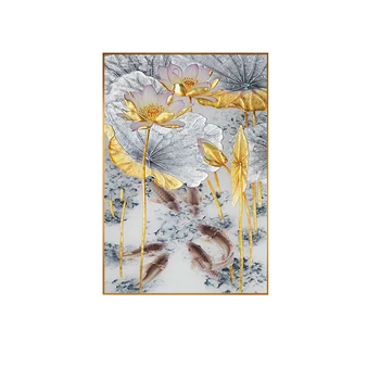 Anotācija Zelta Lotosa Zivis Kanvas Glezna uz Sienas Mūsdienu Plakāti un Izdrukas Apdare Sienas Attēlu Dzīvojamā Istaba Eju