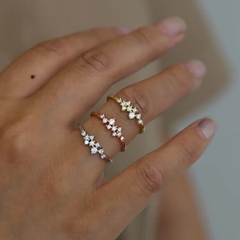 Elegants, burvīgs delikāts cz gredzens minimālu minimālisma cz klastera Aizdedzes bling augstākās kvalitātes sieviešu meitene cute rotaslietas gredzeni