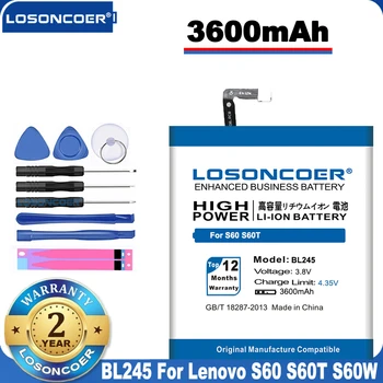 Oriģināls LOSONCOER LOSONCOER 3600mAh BL245 Augstas kvalitātes akumulatoru, Lenovo S60 S60T S60W Akumulators