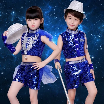 Bērnu džeza deju apģērbs vīriešu mūsdienu deja, hip-hop tērpi meitenēm džeza bērnudārza kostīmi darbības apģērbi