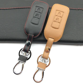 Augstas Kvalitātes Ādas Automašīnas Atslēga Vāciņu Tālvadības pults Keychain par MITSUBISHI ASX OUTLANDER Lancer EX auto atslēgas piederumi shell