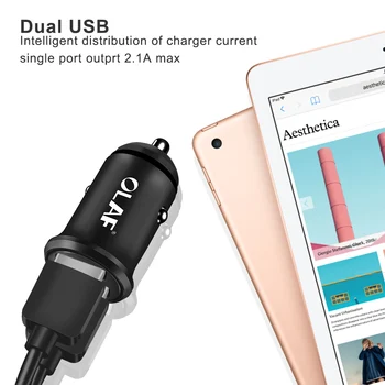 OLAF Dual USB Auto Lādētājs Adapteris 4.8 Mini Metāla Auto Lādētājs Mobilo Telefonu Auto USB Lādētāja Auto Maksas 2 Ports Samsung iPhone