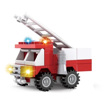 AUSINI Būvniecības City Ugunsdzēsēju Mašīna, Celtniecības Bloki, ugunsdzēsējiem Rotaļlietas Bērniem Kravas Auto Ugunsdzēsējs Mini Skaitļi Modelis Bērniem Rotaļlietas