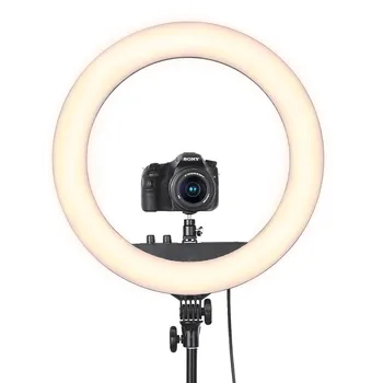 Fosoto RL-18BII LED Ring Light 3200-5600K Lampas Apgaismojums ar Statīvu&Baterijas Slots Kameras Foto Youtube Studio Video Grims