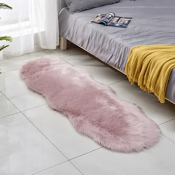 Mīksts Mākslīgās Aitādas Kažokādas Krēsla Spilvenu paklājos Guļamistabai Grīdas Pinkains Zīdaini Plīša Paklājs Balta Gultas Mat