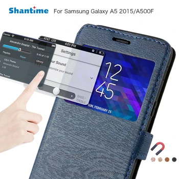 Pu Leather Case For Samsung Galaxy A5. Gadam Flip Case For Samsung Galaxy Grand Ministru Skatīt Logu Grāmatu Gadījumā, Silikona Vāciņu Atpakaļ