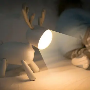 Aļņu, Briežu Rotācijas Nakts Gaismas Asti, Regulējams Laika USB Lampa Kids Guļamistaba Dekors cute nightlight Karikatūra lampas bērnu gultas lampa