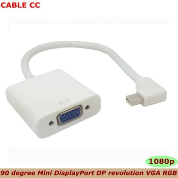 Labas kvalitātes taisnā leņķī 90 grādu Mini DisplayPort DP revolūcija VGA RGB1080p displejs projektoru kabeļa adapteris balts