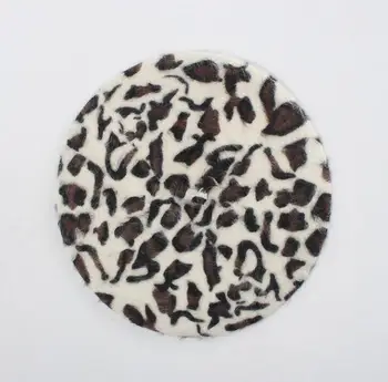 2019 Ziemas Elegantas Sievietes Izplūdušas Trušu Matu Leopard Beretes Silts, Mājīgs Dzīvnieku Iespiesti Trušu Matu Adītas Cepures