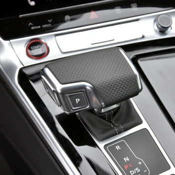 Auto Stils Konsoles Pārnesumu Rokturi, Rāmis, Vāks Audi A6 C8 ādas Pārnesumu pārslēgšanas vāciņu ar caurumu Shift Knob perforēta āda