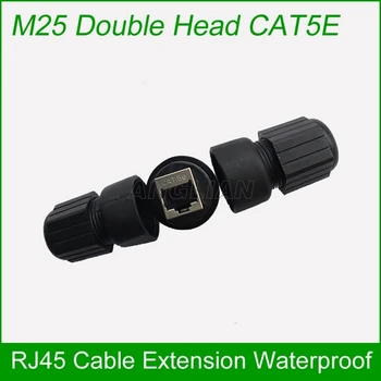 M25 CAT5E CAT6E Ethernet kabeļa savienotājs Metāla aizsargātas RJ45 Interfeisu, Āra Tilta ūdensizturīgs Kopīgu Jomā montāžas adapteris