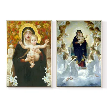 Bez rāmja klasisko reliģisko skaitļi jaunavas Marijas gleznas printings eļļas glezna drukāta uz kokvilnas sienas mākslas apdare attēlu