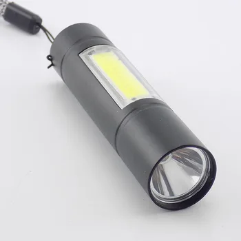 Augstas spēcīgs 2 LED COB Q5 Mini lukturītis USB lādējamu Akumulatoru flash Lāpu Darba gaismas Lāpu Lampas Pārgājieni, Kempings zvejas