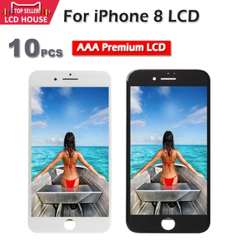 10pcs/Daudz Grade AAA Displejs Priekš iPhone 8 8G LCD skārienekrānu, Pilnu Nomaiņa, Montāža 3D Touch Melns Balts Pilnu Ekrānu