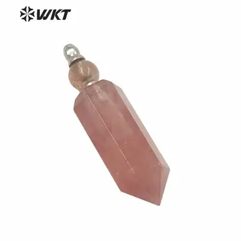 WT-P1584 Vairumtirdzniecības sievietēm zelta electroplated garu kvarca strawbery ctrine akmens kulons karstā jauns rozā smaržu pudeles kulons