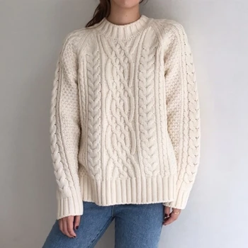 Colorfaith 2021. gada Pavasarī Ziemas Sieviešu Džemperi Džemperi Siltā Minimālisma korejas Modes Cietā Savvaļas Lielajam Džemperi SW7033