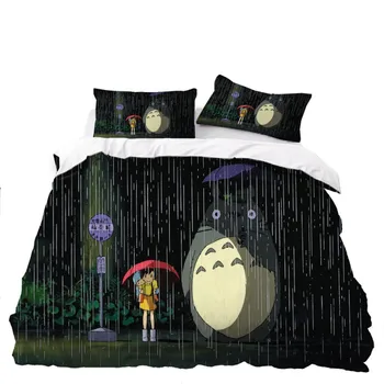 Totoro Anime Gultas Komplekts となりのトトロBed Vāciņu, 2 Spilvendrāna/3Pcs Funny Dzīvnieki, Multfilmu Bērnu Gultas Veļas Komplekts Mājas Tekstila Dropshipping