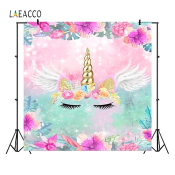 Laeacco Unicorn Foto Fona Tropu Ziediem, Lapām Spārniem Glitters Jaundzimušo Bērnu Fotogrāfijas Fons Dzimšanas Diena Photophone