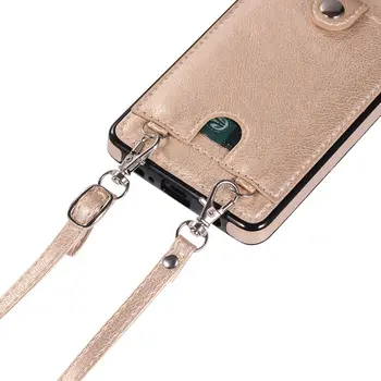 Ar Siksnu PU Leather Case For Samsung Galaxy Note 20 S20 Ultra Plus 10 9 8 S8 S9 S10 Plus S10e S7 Malas Karšu Slots Kaklarota