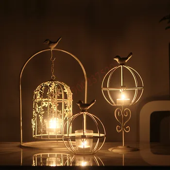 Amerikāņu Lauku dzelzs putnu būris antīko Svečturis apdare radošo mājas dzīvojamā istaba, bārs pusdienu galda romantiska apdare