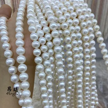 9-10mm Dabiskie Saldūdens Kultivētās Pērles Pie Apaļas Pērles Par DIY Eleganta Kaklarota, Aproce Rotaslietu izgatavošana Auskari Sievietēm Dāvanu