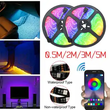 USB LED Strip Gaismas 0.5/2/3/5M RGB Krāsains Elastīgs LED Gaismas Lentas, Lentes bluetooth APP Ūdensizturīgs TV Fona Apgaismojums